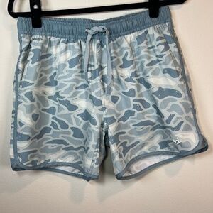 Burlebo Men's Seaside Camo Swim Trunks Shorts Lined Pockets Fishing Gym Sz Small